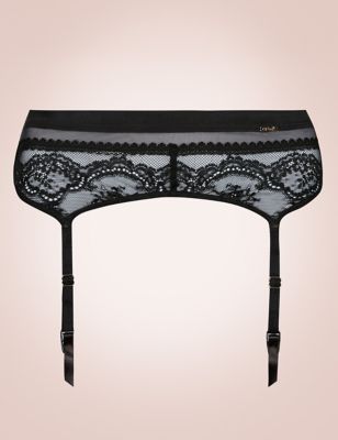 Lace Suspender Belt with Silk